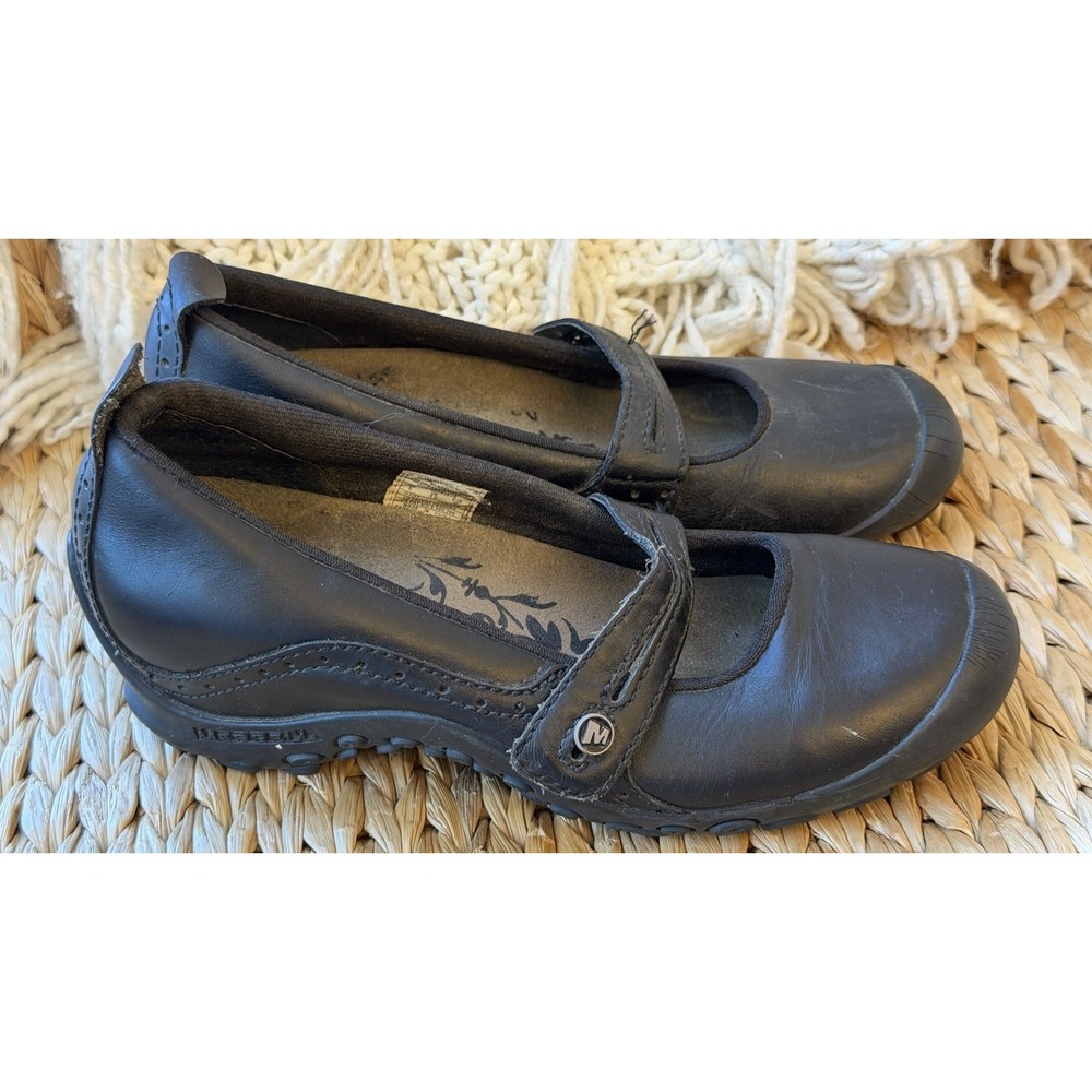 Merrell Plaza Bandeau Black Leather Mary Jane Loafers J46406 Womens Size 6 US